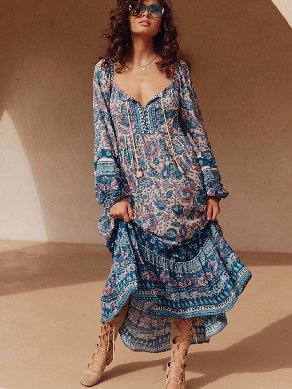 Spell Blue Paisley Maxi Dress